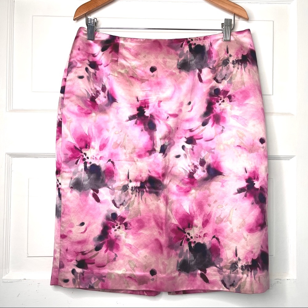 Jones New York | Pink Floral Watercolor Pencil Skirt Size 10
